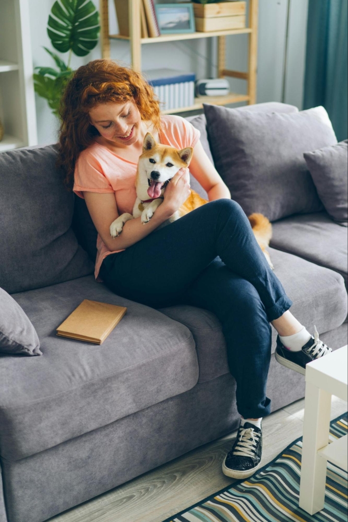 Sitting with dog