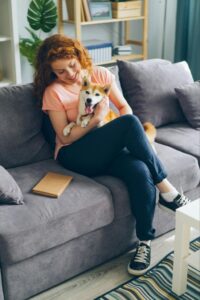 Sitting with dog